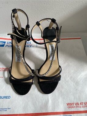 Jimmy Choo Thaia 100mm heel Glitter Crystal Strap Sandals.Made in Italy